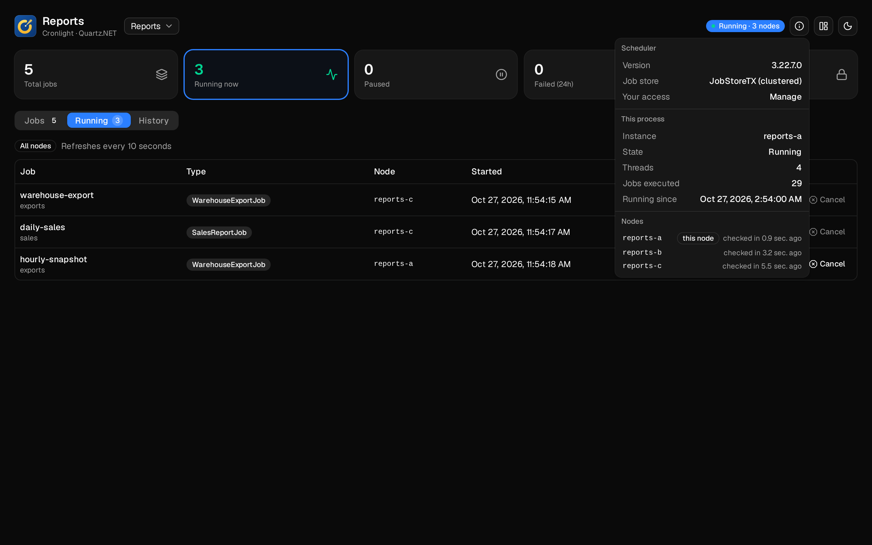 Clusters and several schedulers