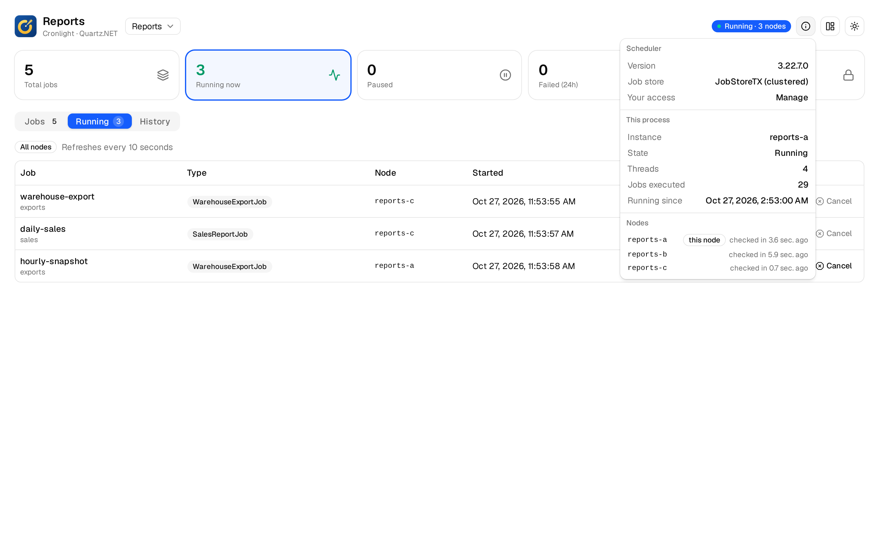 Clusters and several schedulers